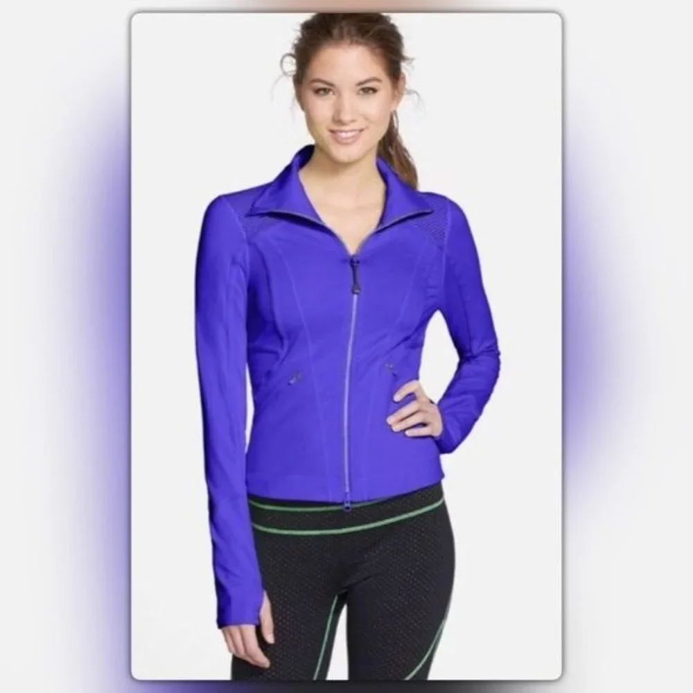 Zella Double Mesh Workout Track Jacket Purple size XL Slimming Cooling - Picture 7 of 16